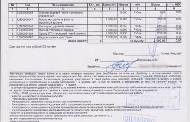 Список работ и запчастей с ценами на ТО-9 Тойота Хайлюкс